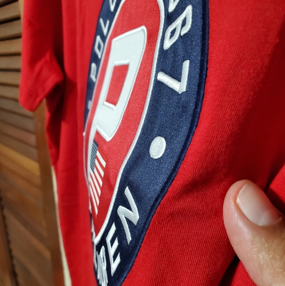 Polo ralph lauren embroidered p patch american flag cookie patch tee - Picture 3 of 5